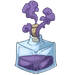 Lavender potion in a vial with purple smoke erupting from it