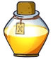 Gold potion with a cork in it