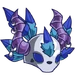 Helmet with purple and blue crystals and horns
