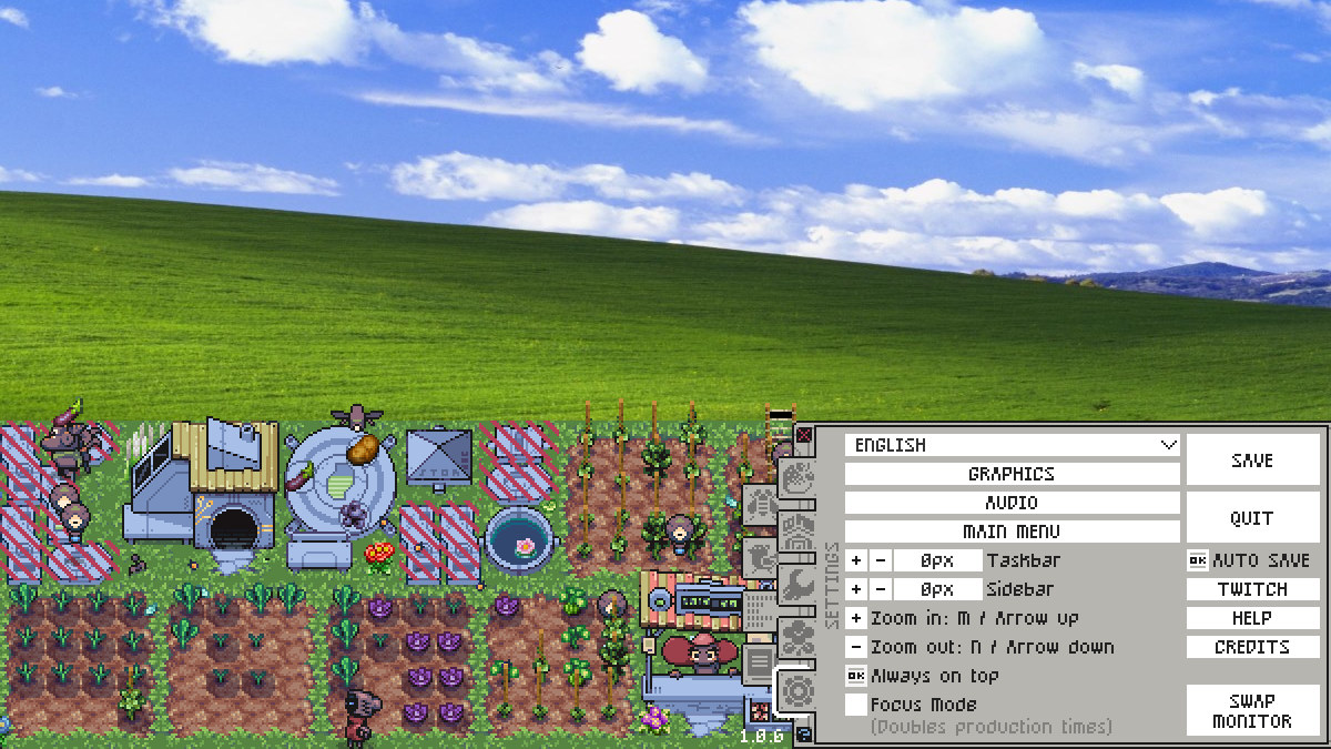 The Gameplay menu of Rusty's Retirement sitting below the default Windows XP desktop image.