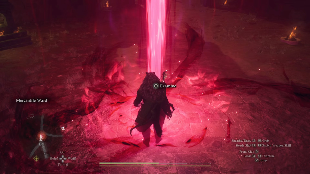 standing in front of an endgame red beam in dragons dogma 2
