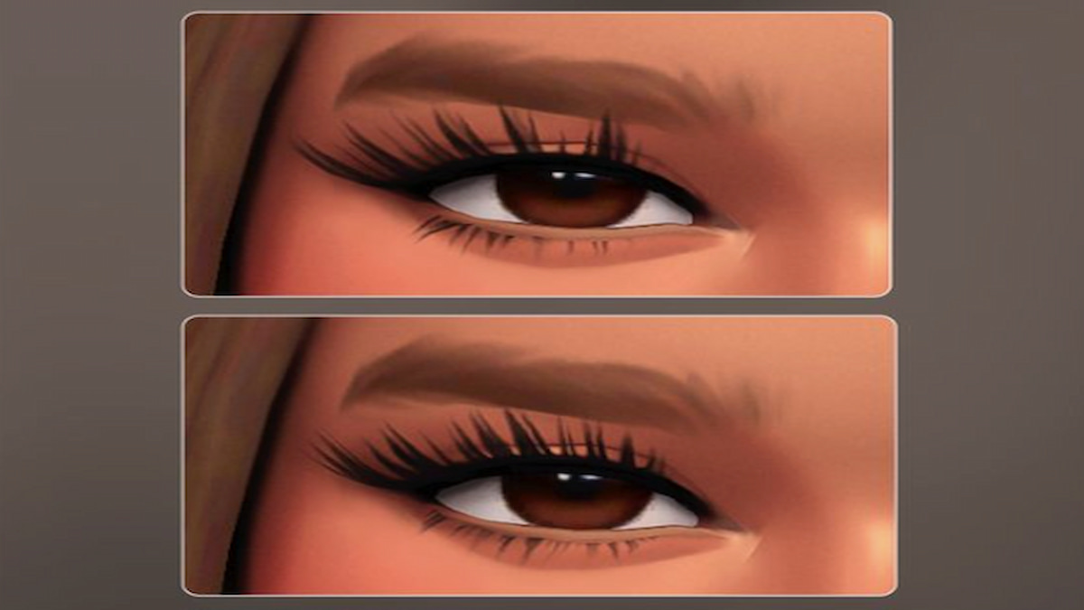 Close up of Sims eye with long eyelashes