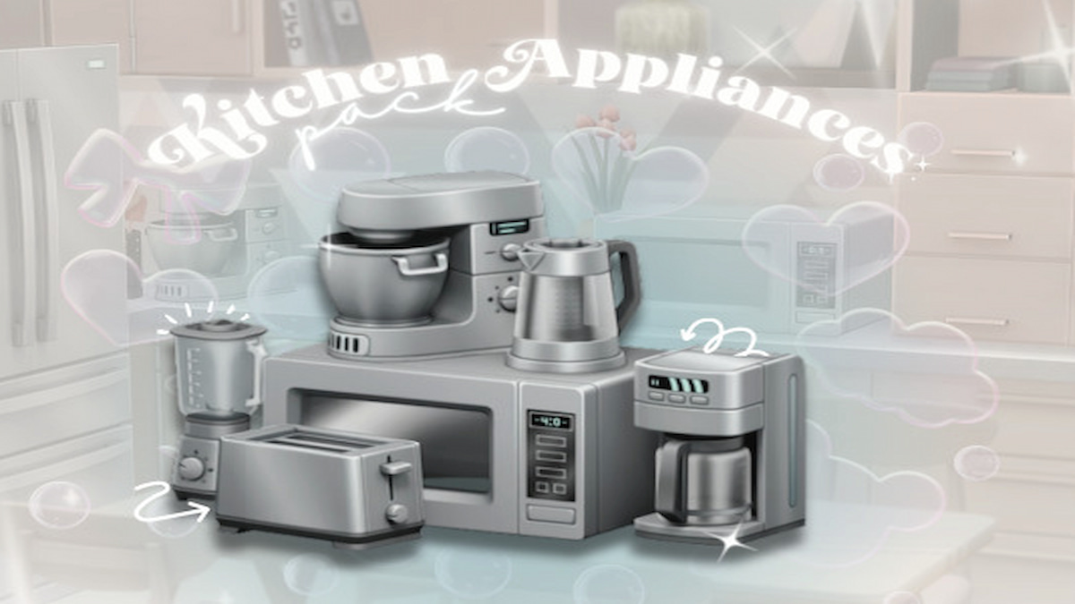 silver kitchen appliances stacked together: microwave, toaster, blender, coffee maker, electric kettle, and stand mixer