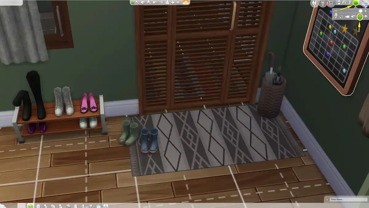 Sélection de la caméra Sims 3 dans la barre de menu en haut à droite de l'écran