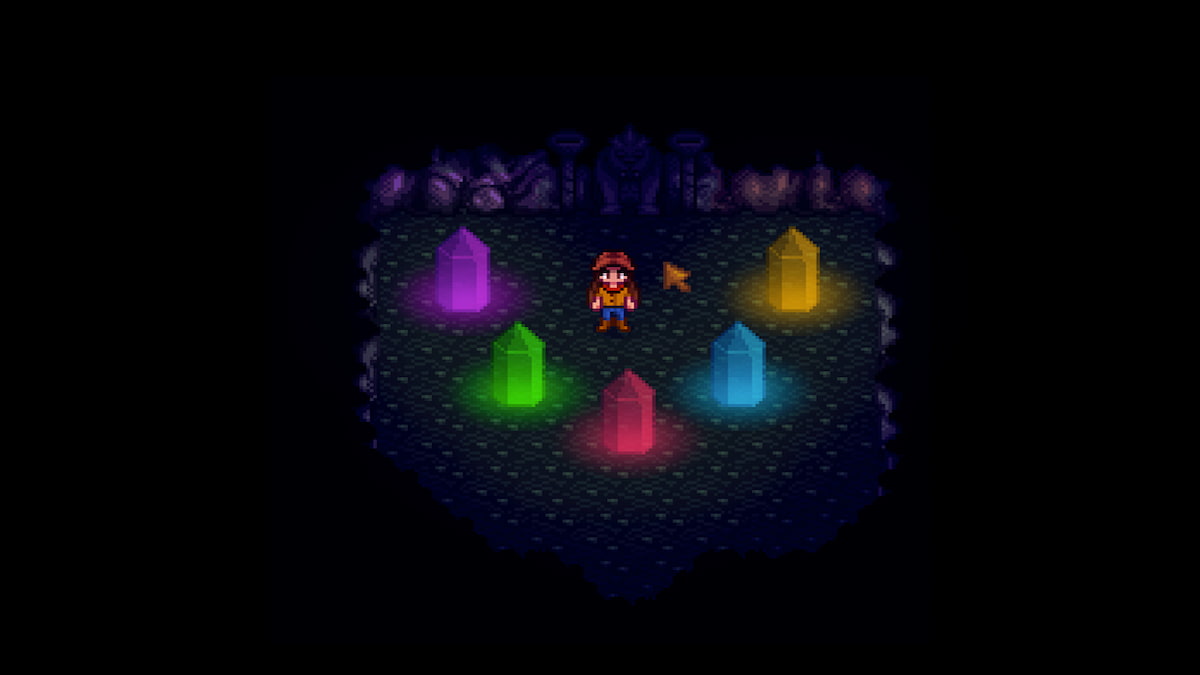 Cave with glowing standing stones 