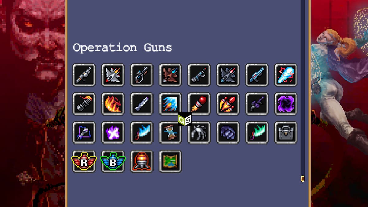 All Operation Guns Collection Items Vampire Survivors