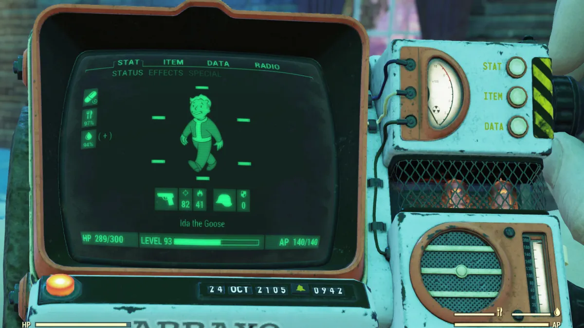 Pip-Boy menu in Fallout 76