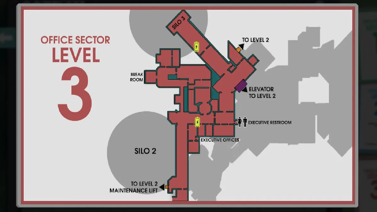 The map of the third floor of Abiotic Factor.