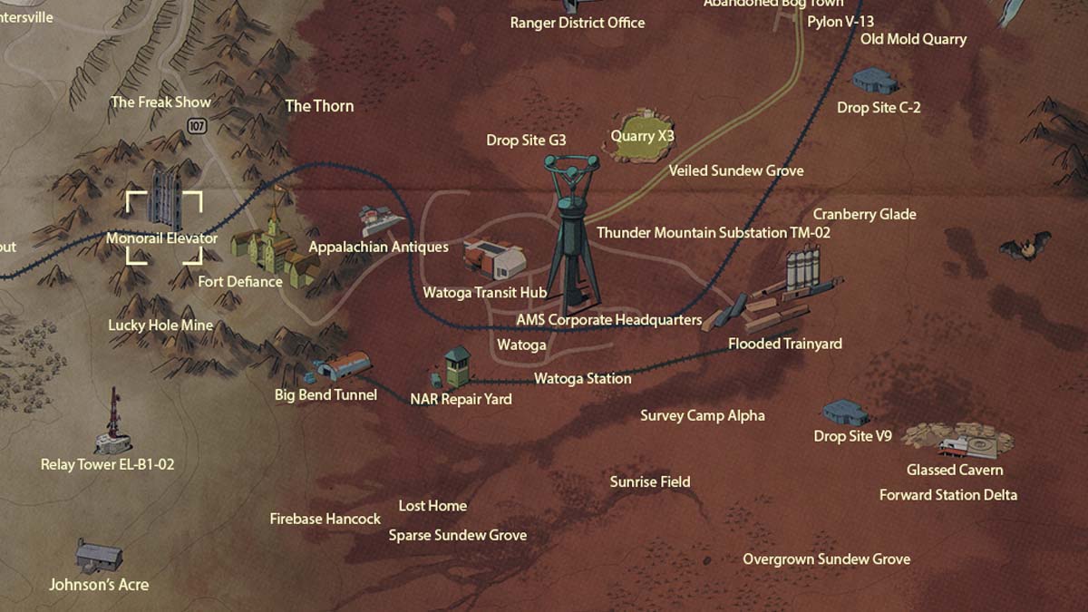 Monorail Elevator Location in Fallout 76