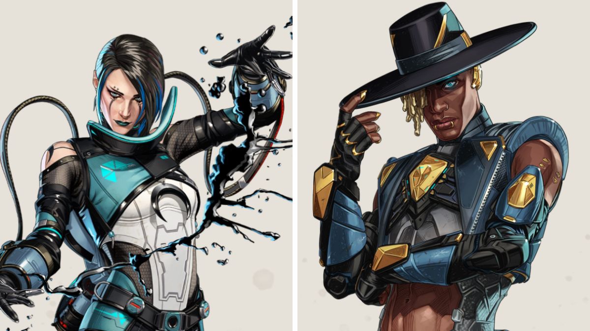 A side by side of Catalyst and Seer from Apex Legends 