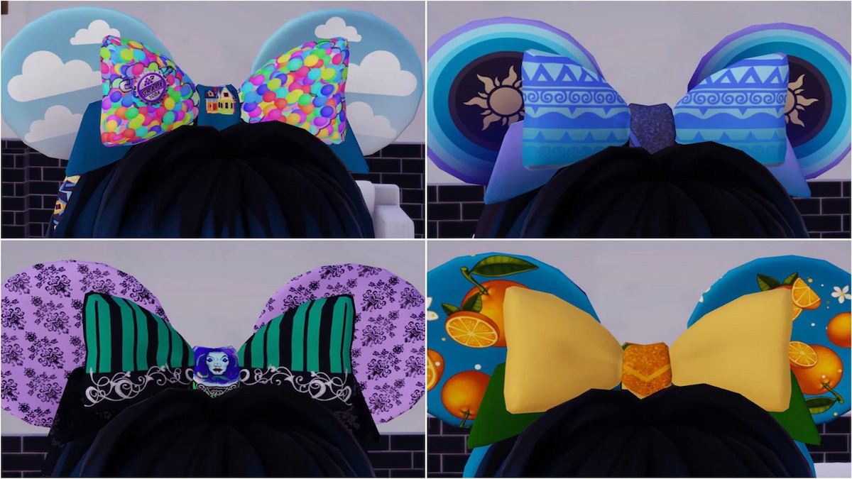 Collage of four bows with Disney themes touch of magic in Disney Dreamlight Valley