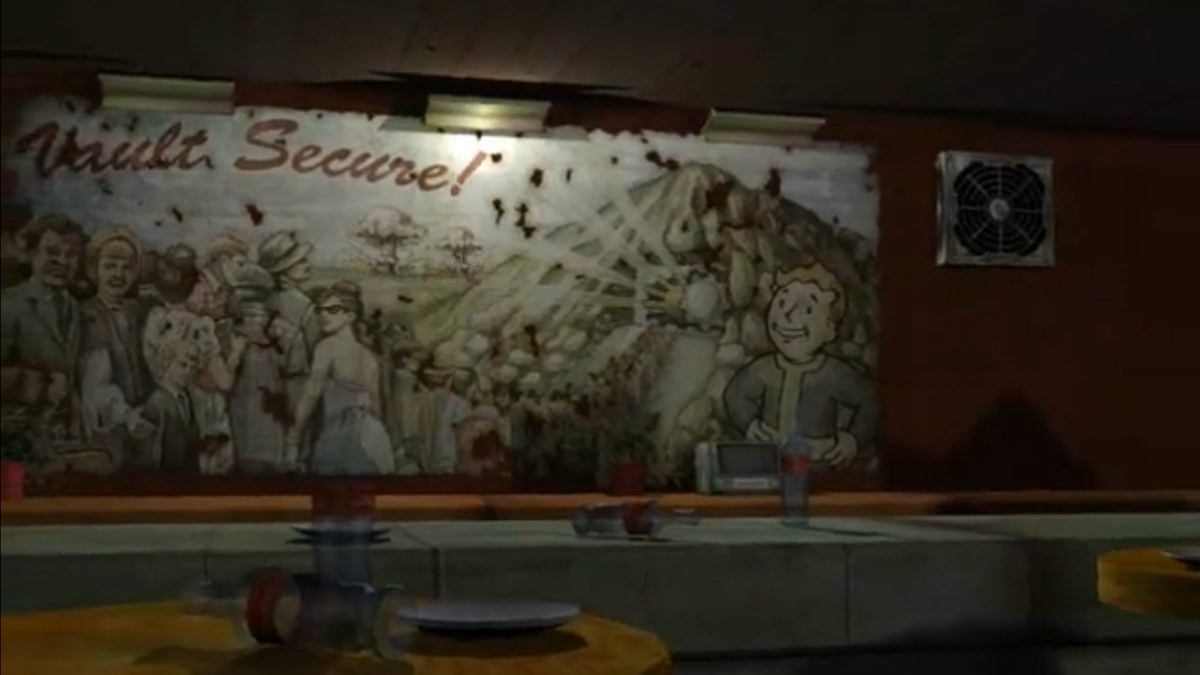 A screenshot from the intro movie of Fallout Nevada, Fallout 2 mod.