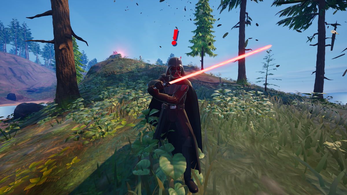 Darth Vader blocking with his red lightsaber