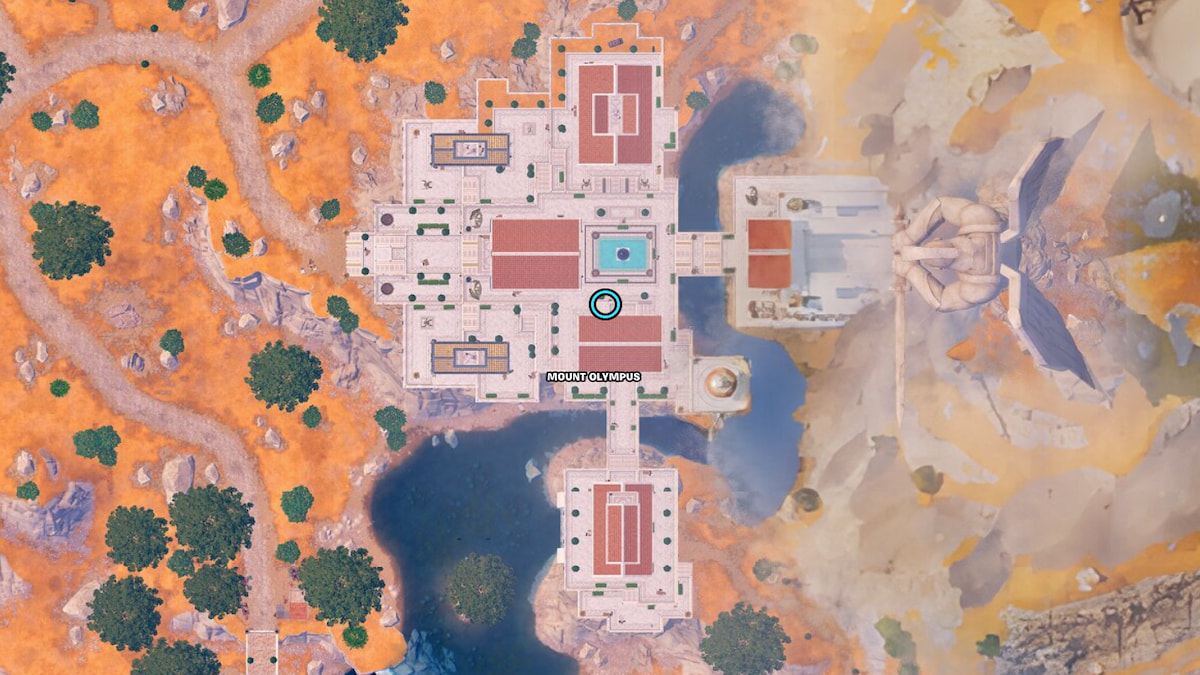 Fortnite Chapter 5 Season 2 map of Mount Olympus cracking hourglass location