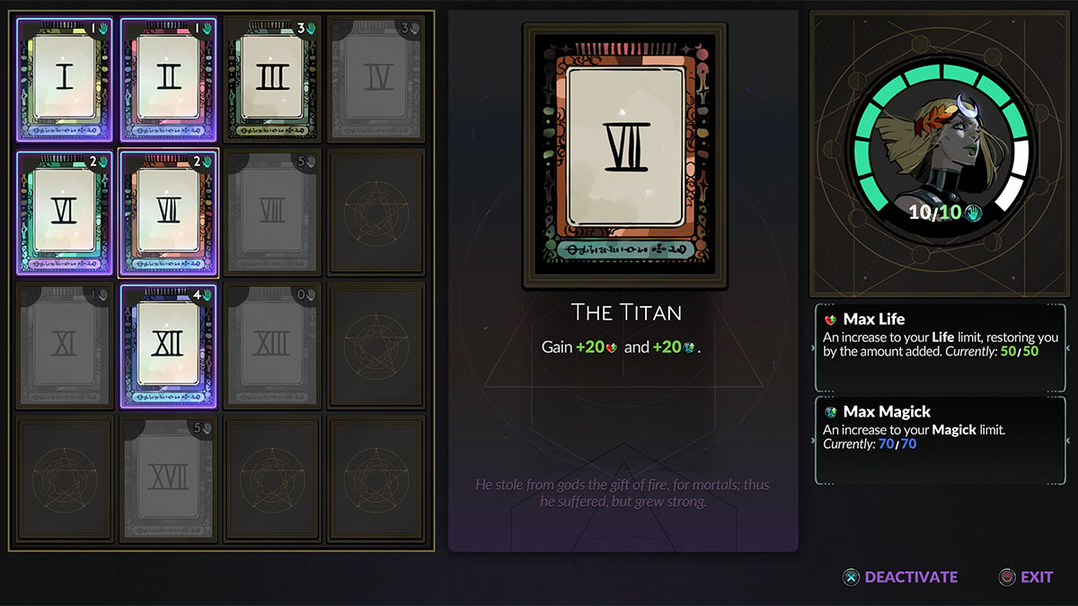 The Titan Arcana Card in Hades 2