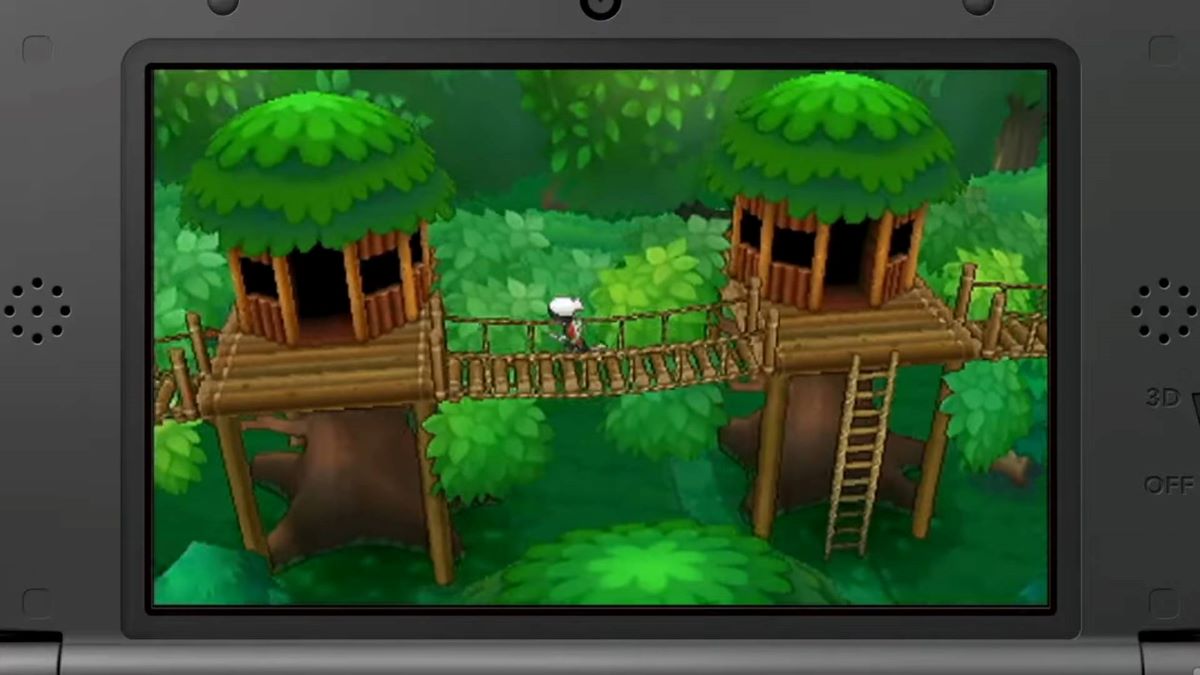 Player crosses a bridge in Fortree City of Pokemon ORAS