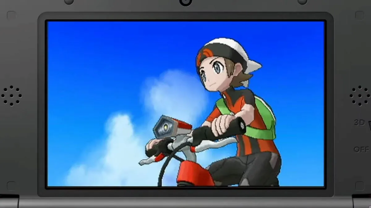 Male lead rides a bike in Pokemon ORAS opening scene