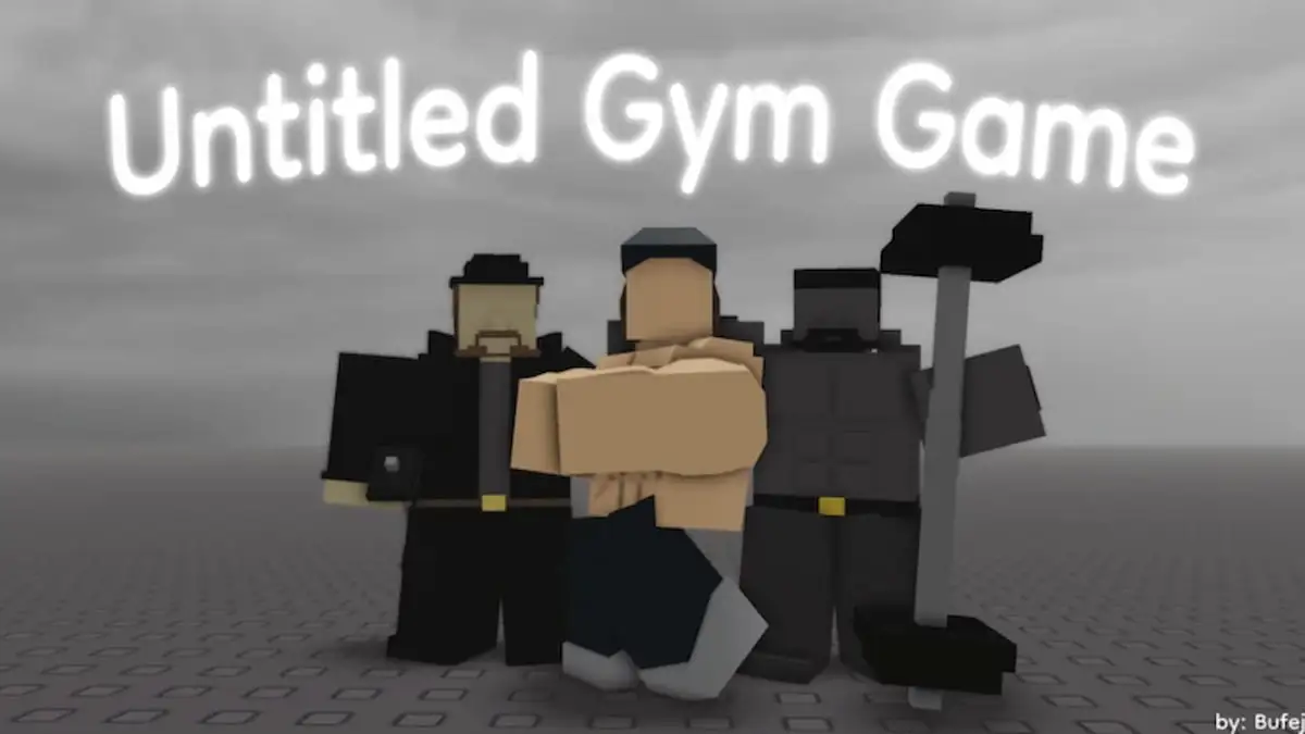 Official cover for Untitled Gym Game with three figures holding weights
