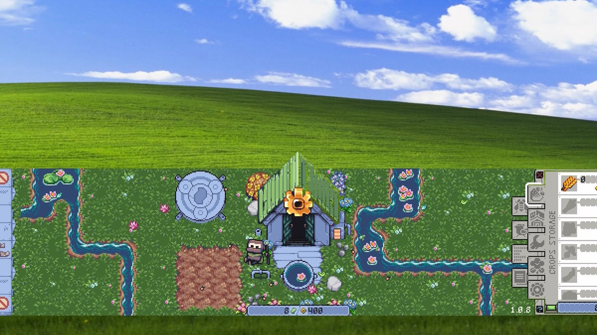 The Flower Swamp map from Rusty's Retirement on the default Windows XP desktop.