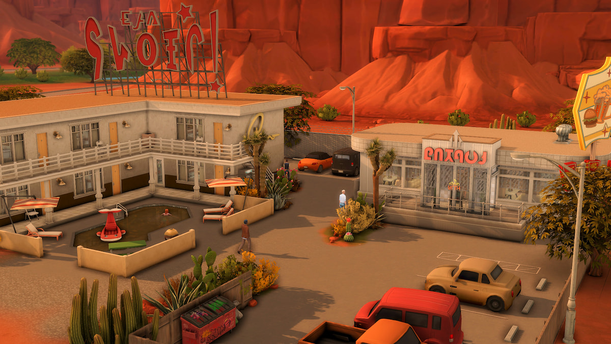 Motel lot in Del Sol Valley from SimLicy Save in Sims 4