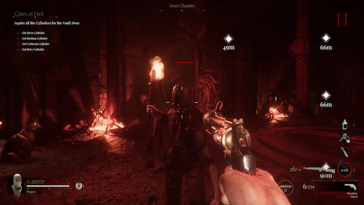 Gameplay look of player holding a gun during a level in Sker Ritual