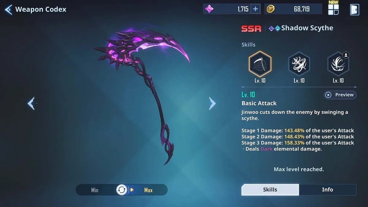 Shadow Scythe weapon in Solo Leveling Arise
