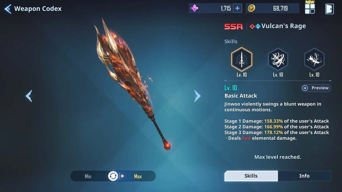Vulcan's Rage weapon in Solo Leveling Arise