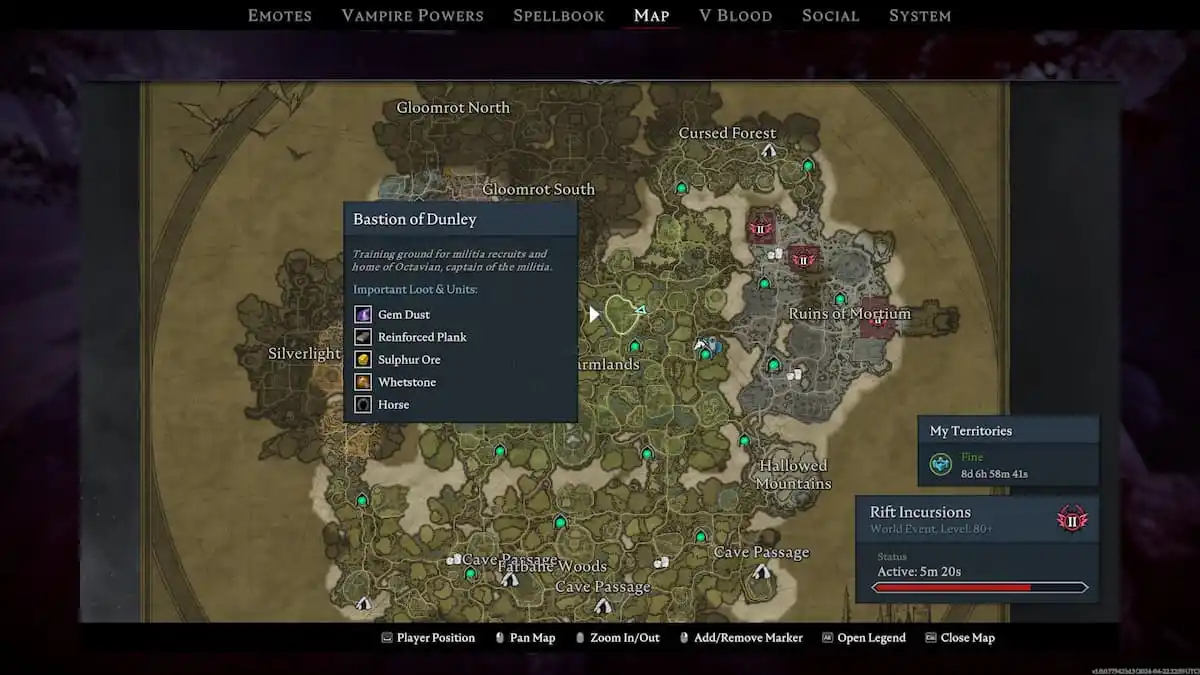 Map highlights for the world event Rift Incursions.