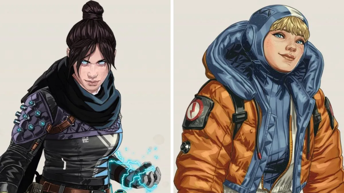 A side by side of Wraith and Wattson from Apex Legends