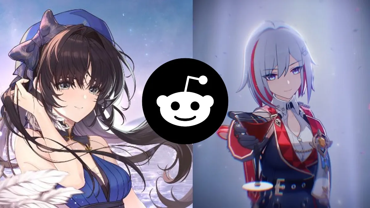 Wuthering Waves and Honkai StarRail covers with Reddit icon in between them