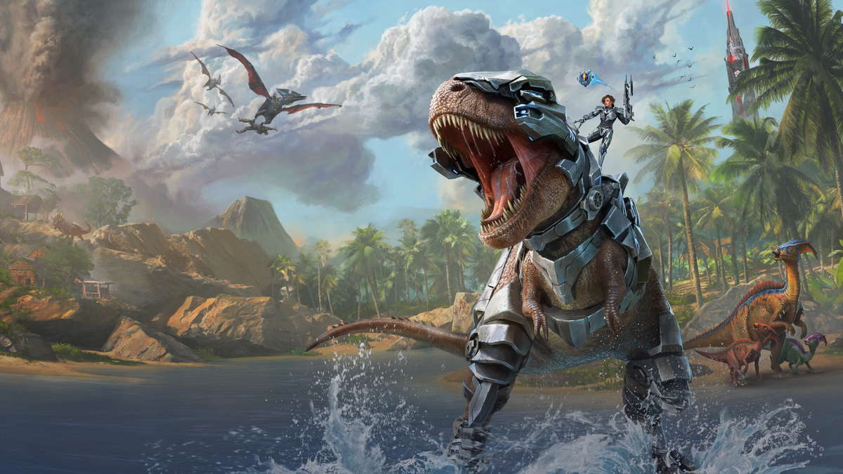 Promotion art for Ark: Survival Ascended from the PlayStation store page.