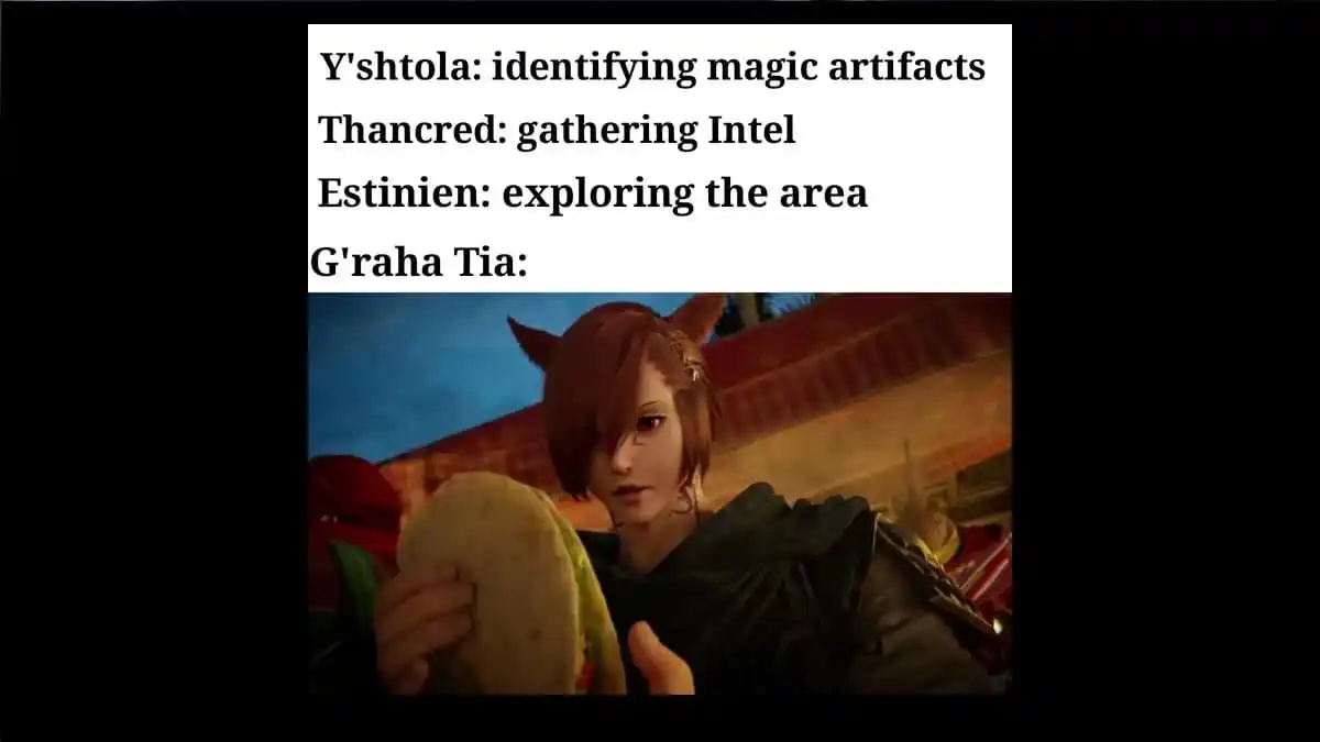 FFXIV G'raha about to eat a taco