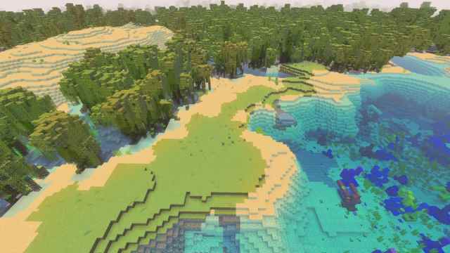 A Minecraft Desert with a Mangrove Swamp and a Coral Reef