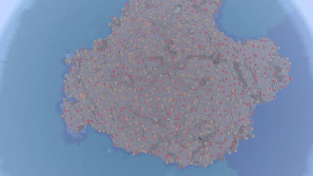 A large Minecraft Mushroom Island floating in a Warm Ocean