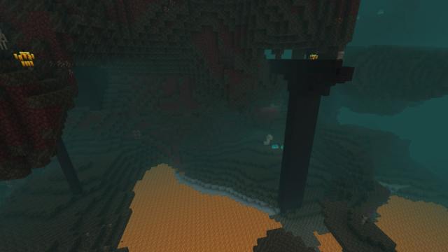 A Nether Fortress in a Soulsand Valley biome in Minecraft