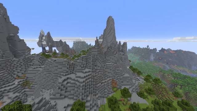 A Minecraft Biomes o Plenty seed with two mountains and a volcano