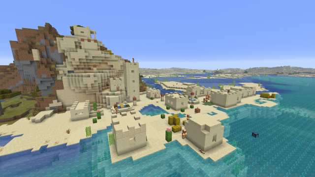 A Minecraft Desert Village on a Windswept Savanna biome