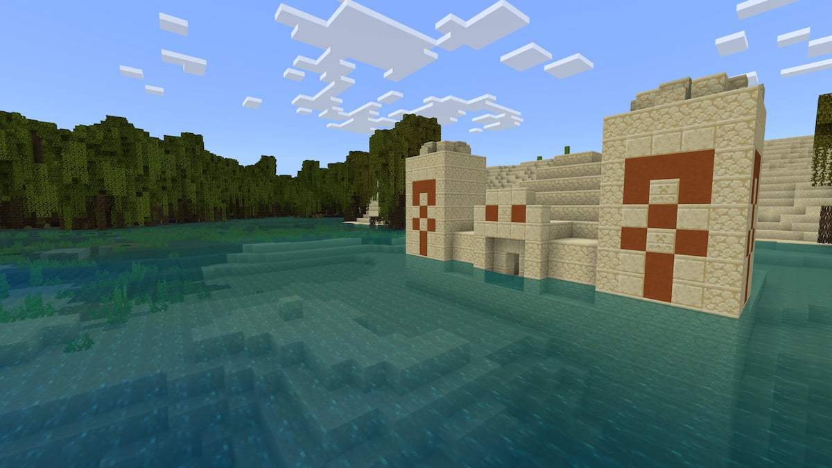 A Desert Temple inside of a Mangrove Swamp in Minecraft