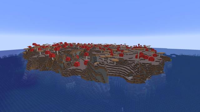 A large, flat Mushroom Island in Minecraft