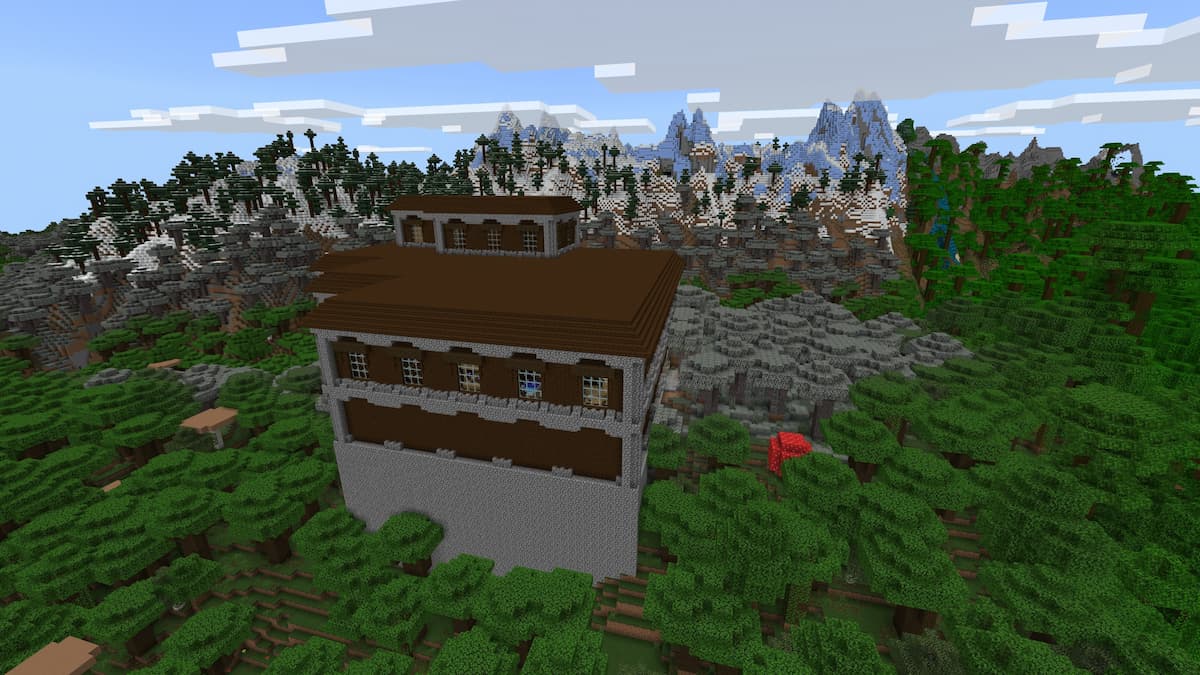 A Minecraft Woodland Mansion in a Pale Garden biome