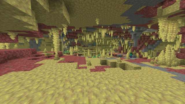 A giant Sulfur Cave biome in Minecraft