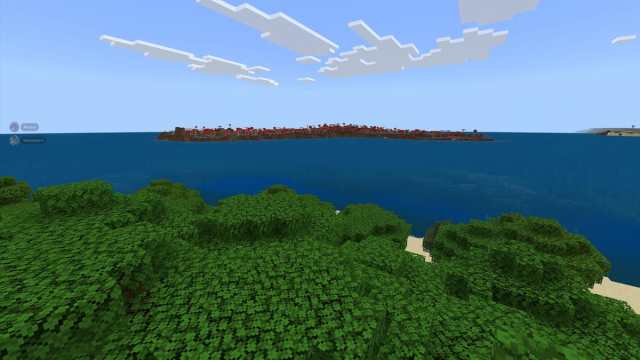 A Mushroom Island not far from a Dark Forest in Minecraft