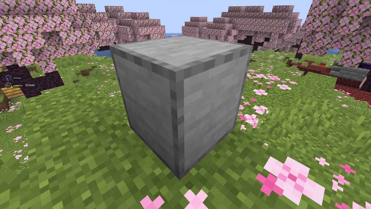 A block of Smooth Stone in Minecraft