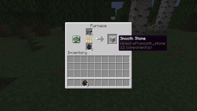 The crafting recipe for Smooth Stone on a Minecraft furnace