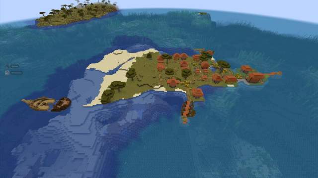 A small Savanna island with a Savanna Village and a shipwreck