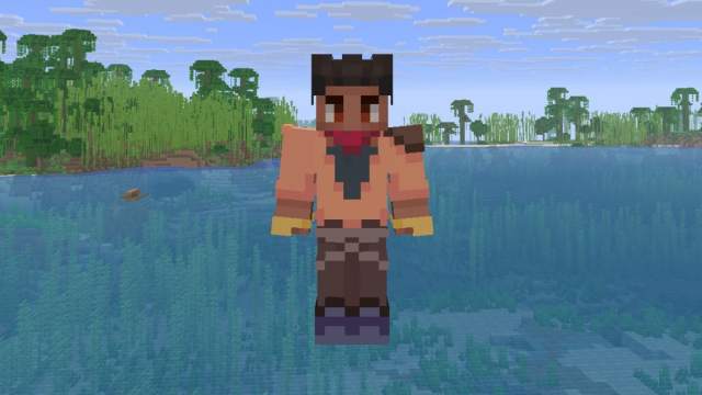 A Minecraft skin of Ryis from Fields of Mistria