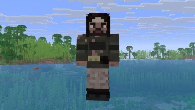 A Minecraft skin of Simon the Convict from Iron Lung