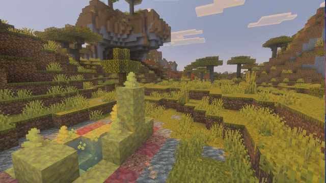 A Sulfur Spring in a Minecraft Savanna biome