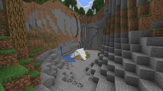 A Minecraft abandoned campsite in a hole