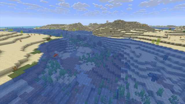 A Desert and a River biome in Minecraft filled with sand